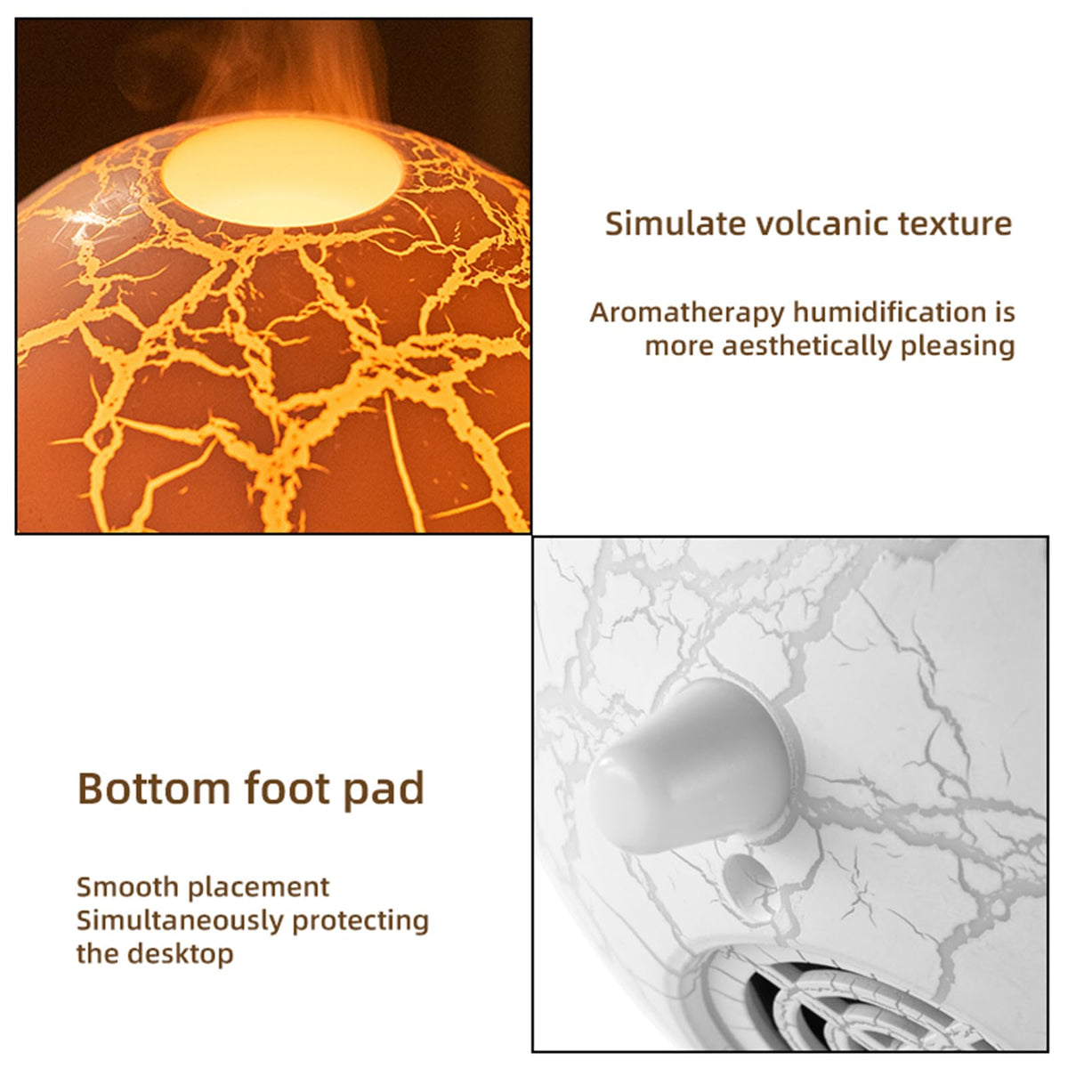 Volcano Humidifier Flame Aromatherapy Diffuser, 7 Colors Flame 200ml Essential Oil Diffusers