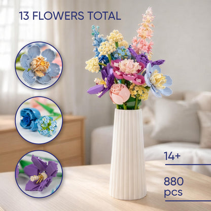Ludari Flower Building Blocks for Adults Block Tech Flowers Buildable Flowers Building Block Set Botanical Flower Building Set 880 Pcs, No Vase Included
