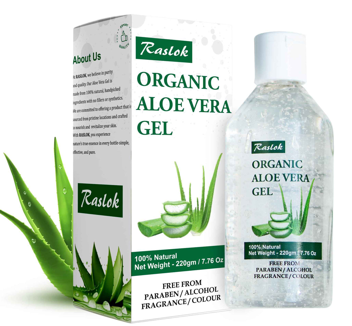 Raslok Aloe Vera Gel - 99% Pure Natural Aloe Gel For Moisturizing Face Skin & Hair Care,Durable Moisturizing Hydrating Soothing, Non-Sticky (7.7 OZ)