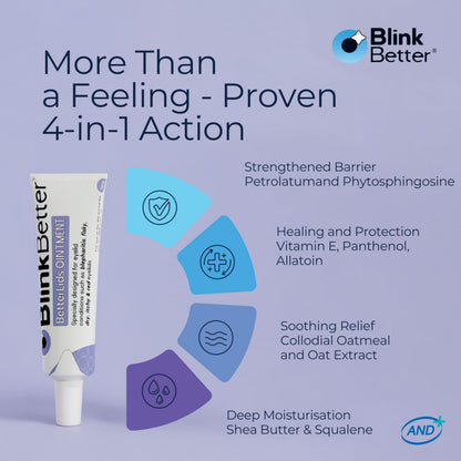 BlinkBetter BetterLids Eyelid Ointment (0.34 oz) – Deep-Moisturizing Oat Complex with Shea Butter & Panthenol for Dry, Itchy & Sensitive Skin