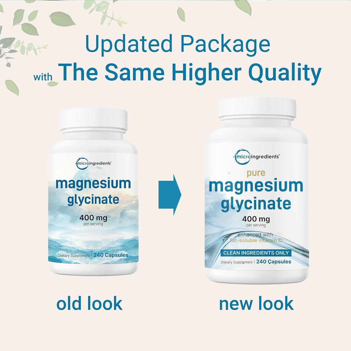 Micro Ingredients Pure Magnesium Glycinate 400mg Per Serving, 240 Capsules - Chelated Mineral Supplements with Elemental Form - Non-GMO, Filler Free