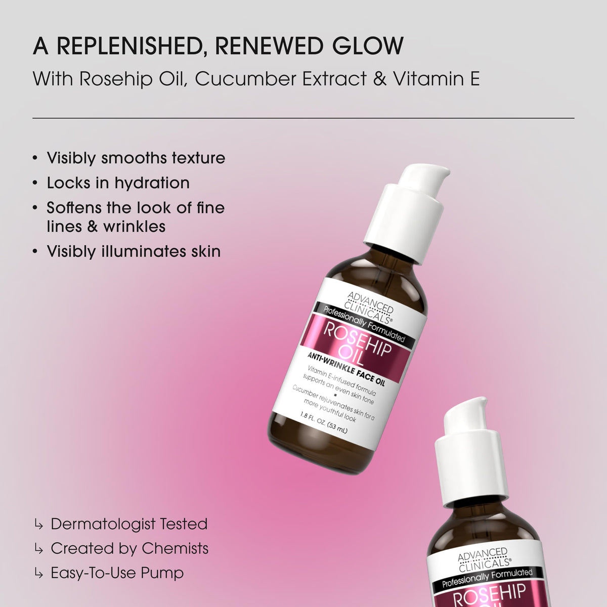 Advanced Clinicals Rosehip Oil Serum – Vitamin E & Botanical Infusion (52ml)