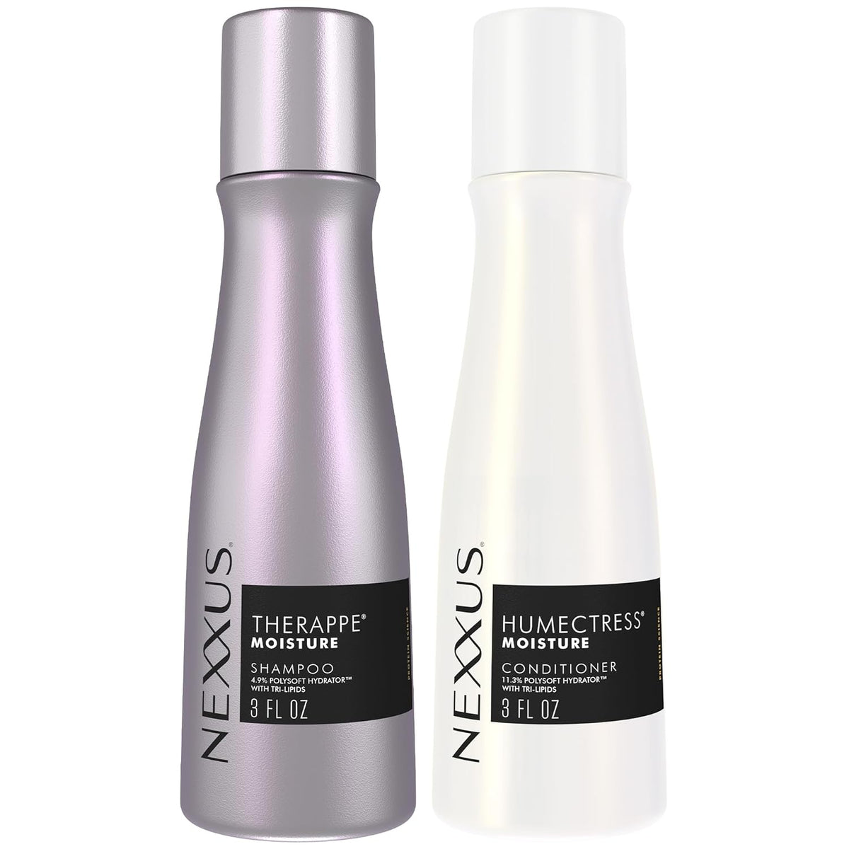 Nexxus Travel Shampoo and Conditioner, Therappe & Humectress, 3 Oz Ea - Ultimate Moisture Protein Treatment for Dry, Damaged Hair with Elastin Protein & Green Caviar - Hair Products for Women & Men