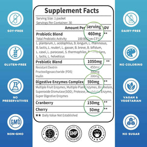 Probiotics for Women & Men - 100 Billion Plus Digestive Enzymes & Prebiotics, Highest Potency 3-in-1 Complete Probiotics for Digestive Health, Immune Support