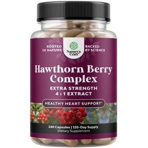 High Strength Hawthorn Berry Capsules - Pure Antioxidant Hawthorn Berry Supplement with Leaf & Flower Extract 4:1 for Healthy Heart & Digestion - Energy Support for Men & Women - 120 Count Pack