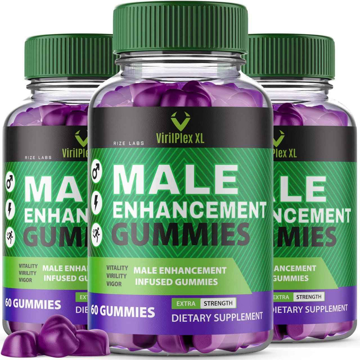 rize labs VirilPlex XL Male Performance Gummies, Premium Formula for Health and Well-Being for Men, Gummys to Deliver Maximum Performance Benefits - Pack of 3(180 Gummies)