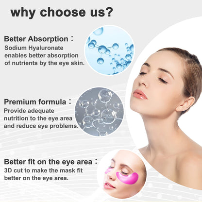 Permotary Crystal Collagen Eye Pads - Brightening Pink (30 Pairs)