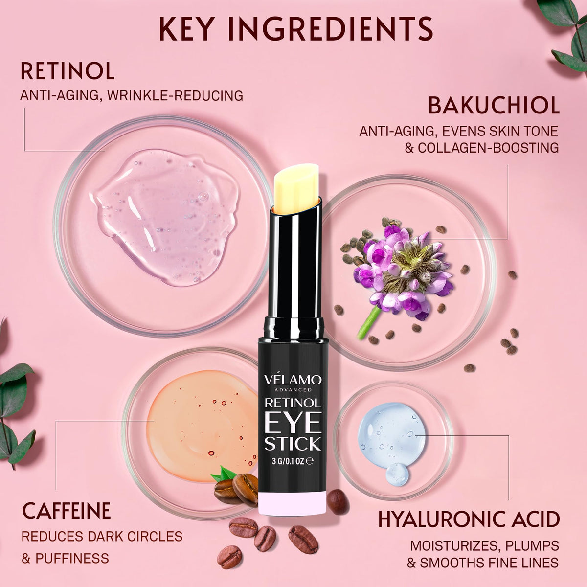 VELAMO ADVANCED Retinol Eye Stick Duo - Energizing (Day) & Renewing (Night) Under Eye Balms for Wrinkles & Dark Circles