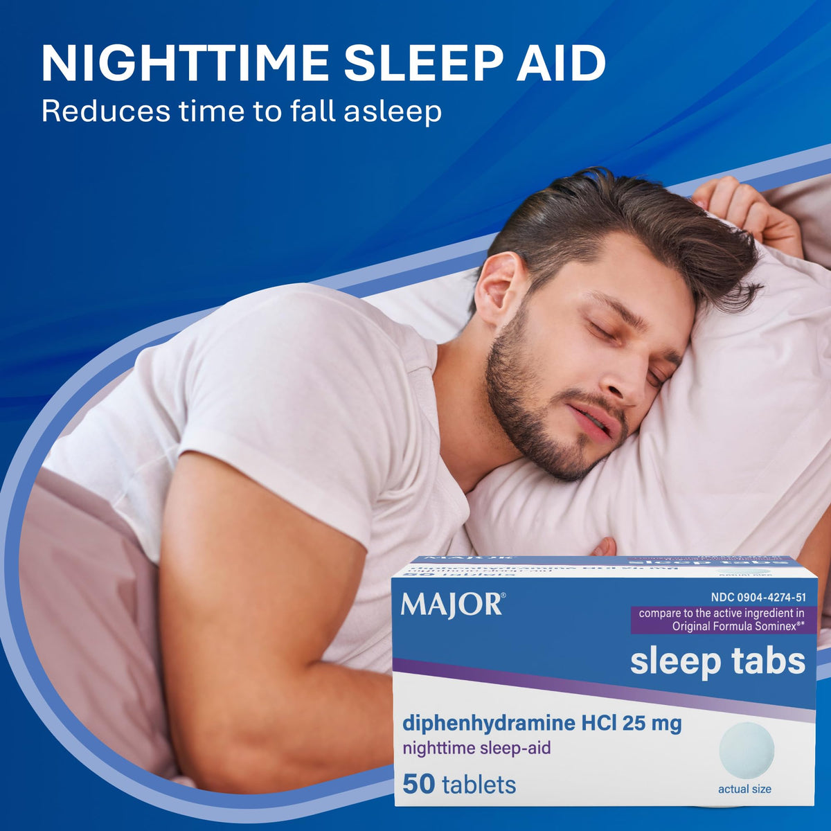 MAJOR Sleep Aid Tabs, Diphenhydramine HCl 25 mg, 50 Count (6-Pack)