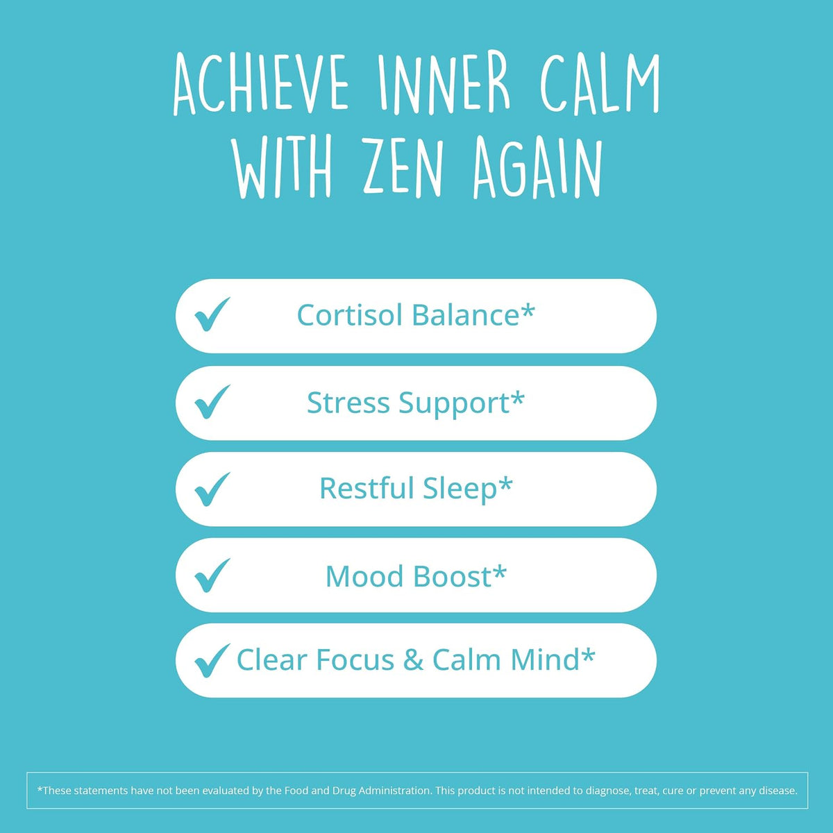 Zen Again Cortisol Supplements for Women - Stress Support Complex, 60 Ct