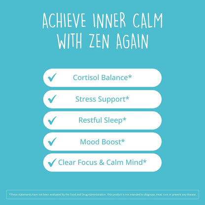 Zen Again Cortisol Supplements for Women - Stress Support Complex, 60 Ct