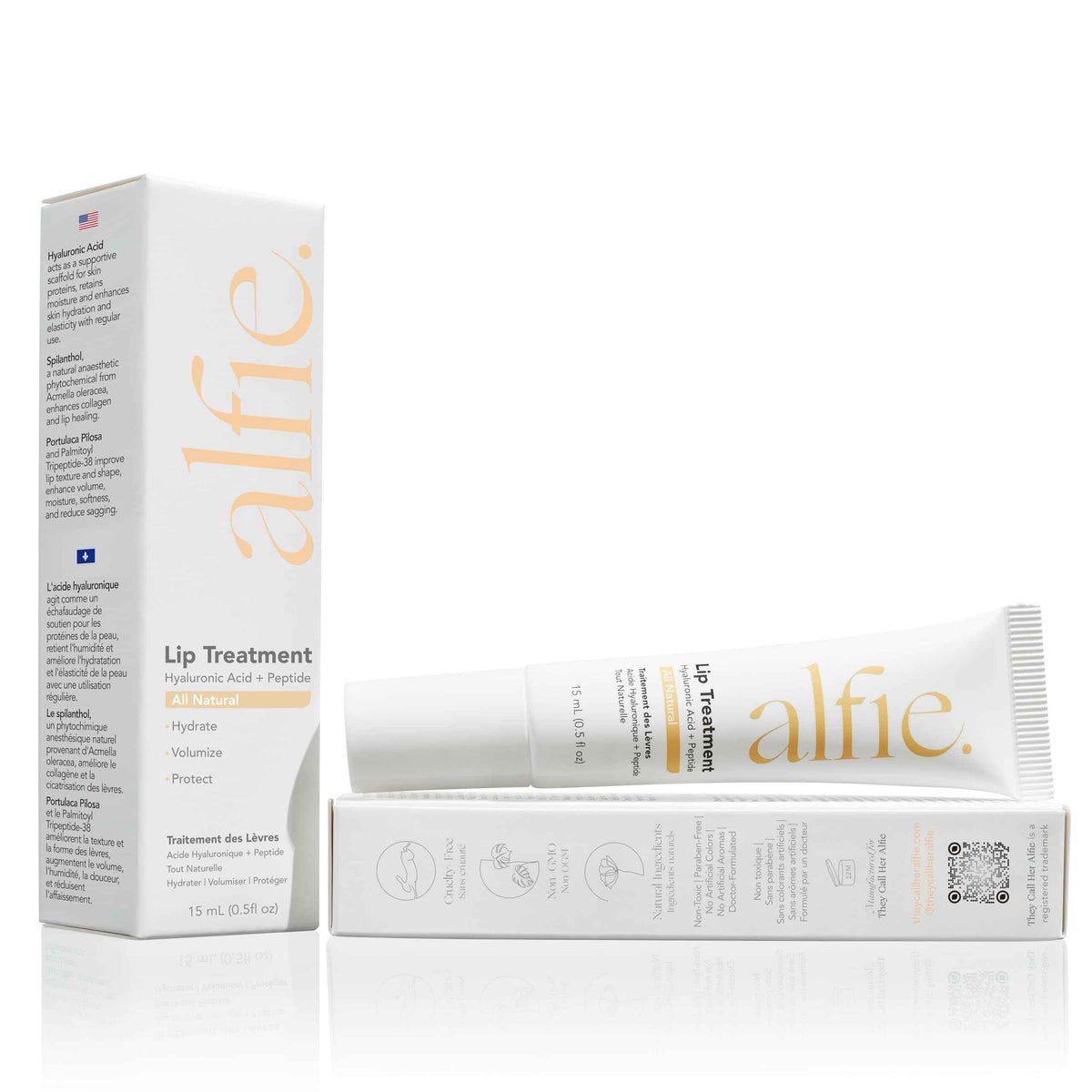 Alfie Hyaluronic Acid Lip Booster -Natural Flavor -15ml/0.5 Fl. Oz -Peptide Lip Treatment