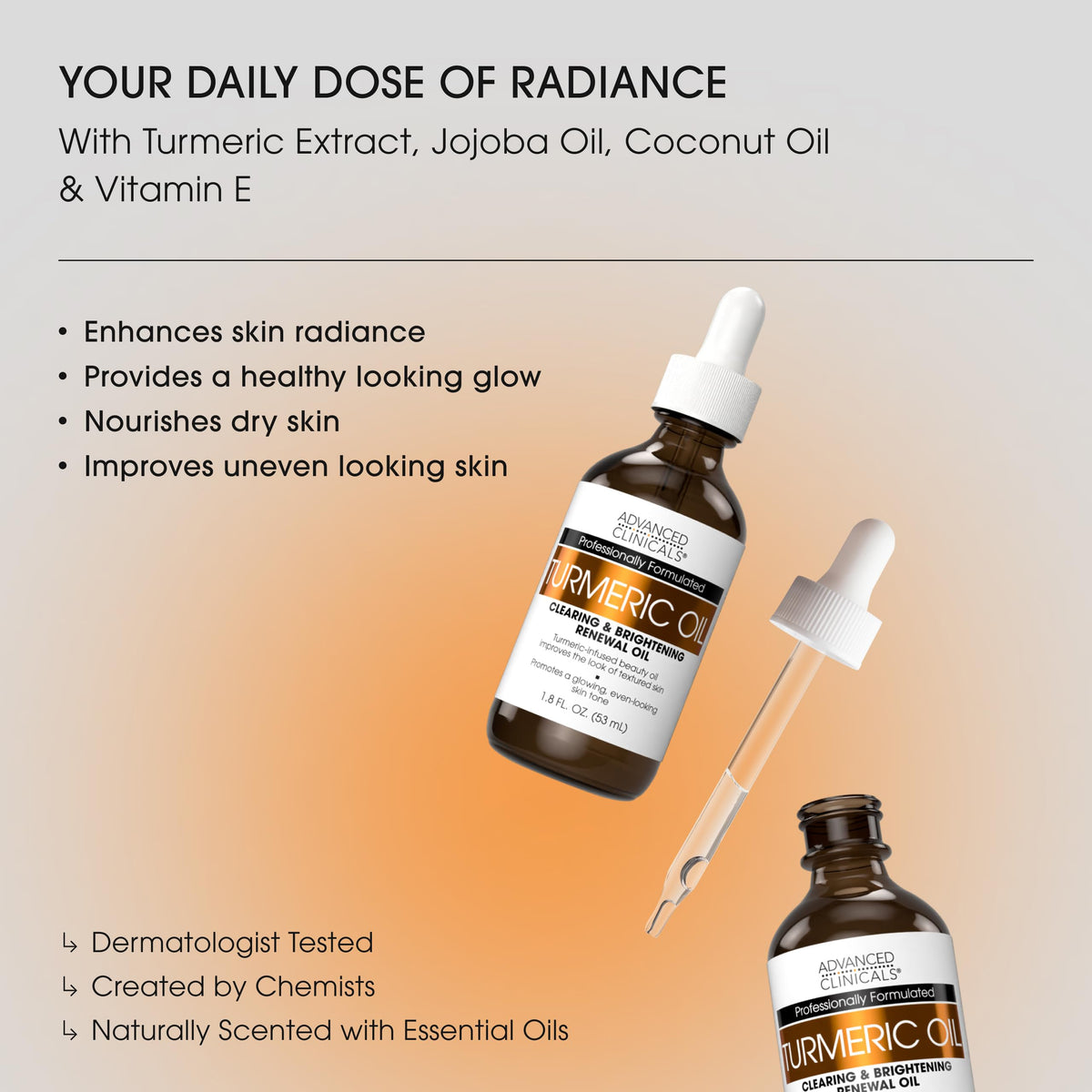 Advanced Clinicals Turmeric Oil Serum – Antioxidant Glow Duo (52ml x 2)