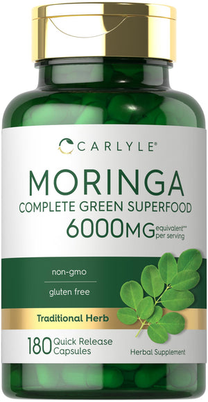 Carlyle Moringa Oleifera Supplement | 180 Capsules | Complete Green Superfood for Women and Men | Non-GMO and Gluten Free | from Moringa Leaf Powder CarlyleBuy Supplements Australia