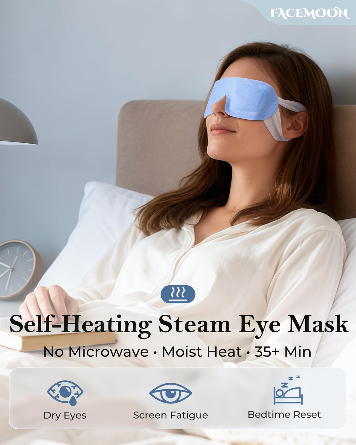 Steam Eye Mask for Dry Eyes (16 Packs) - Unscented Self-Heating Warm Compress for Stye, Digital Strain & Deep Sleep
