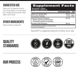 Quercetin Complete Quercetin Phytosome with 50X Higher Absorption - Most Effective Form of Quercetin - Enhanced with Bromelain, Zinc & Vitamin C (60 Capsules)