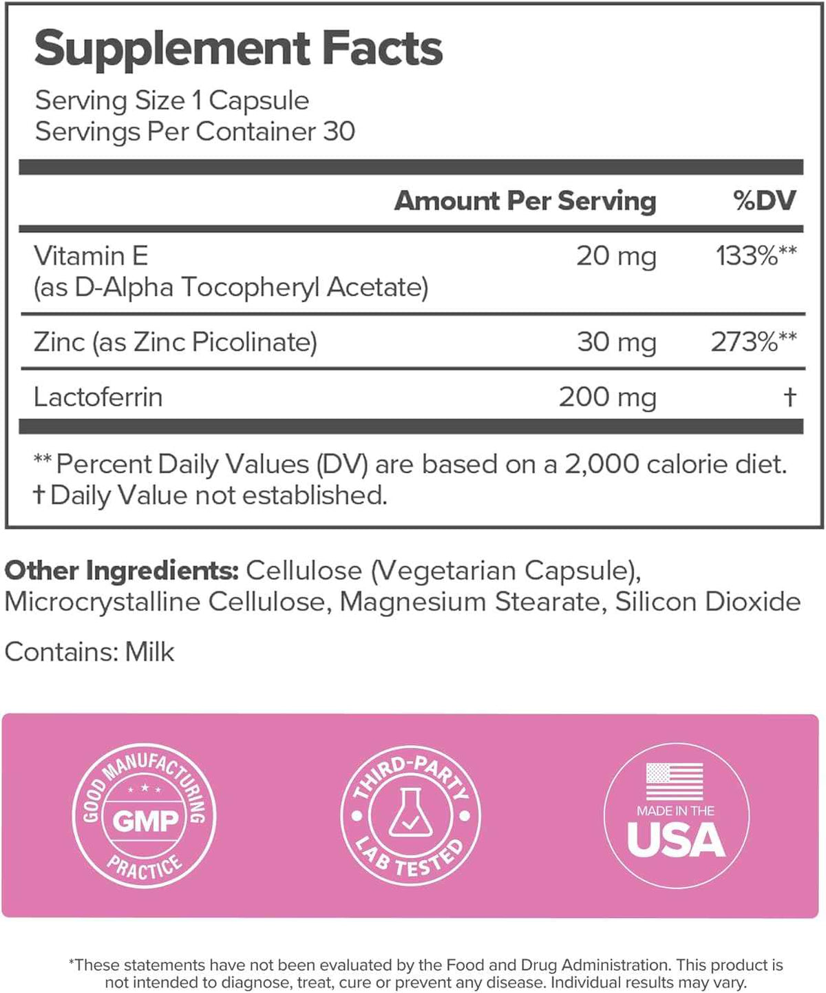 FLO Acne Supplement for Clearer Skin with Zinc & Vitamin E - 30-Day Supply