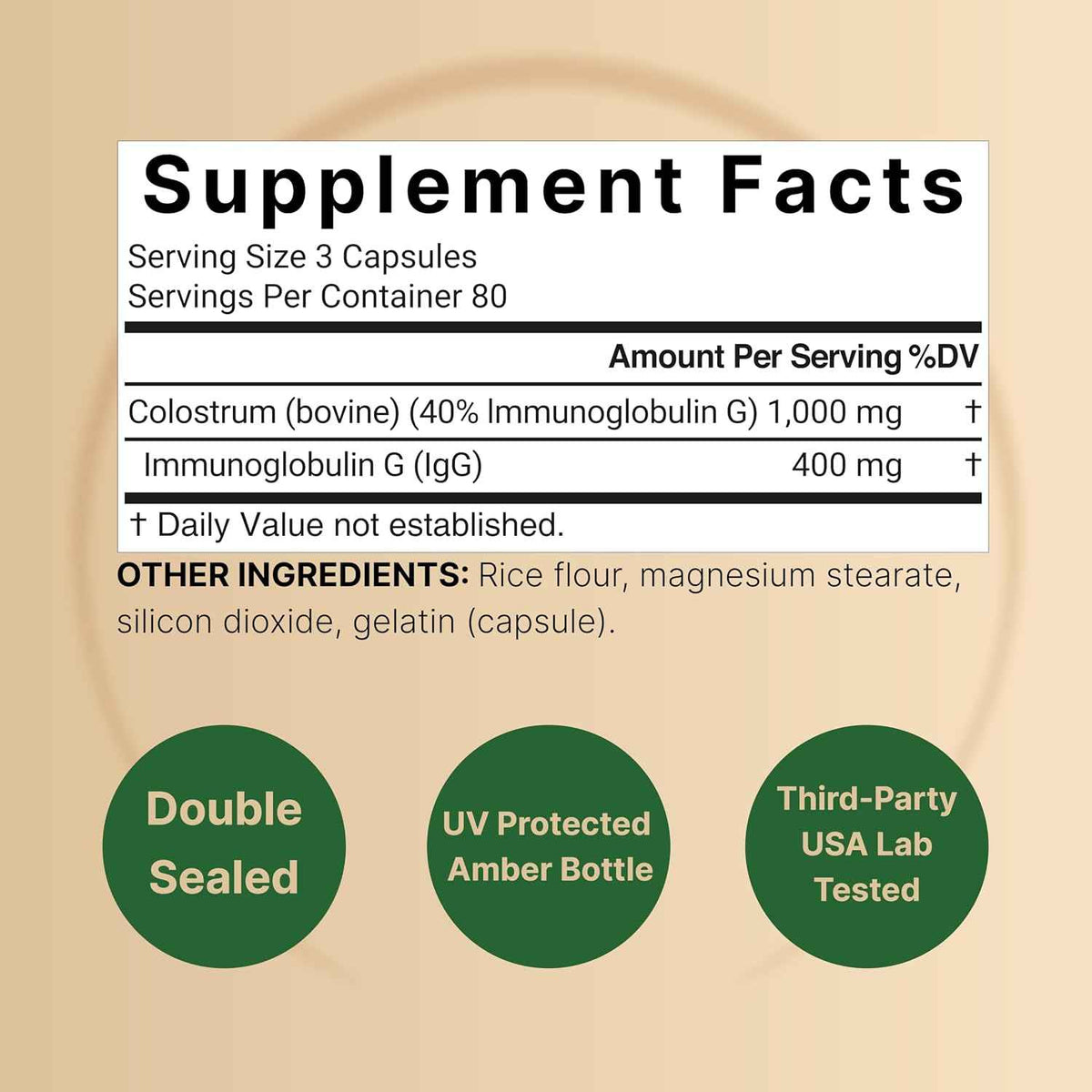 NatureBell Bovine Colostrum Supplement 1,000mg Per Serving, 240 Capsules - 40% IgG Colostrum Powder for Gut Health, Bloating, Skin, Hair & Immune Support - Non-GMO