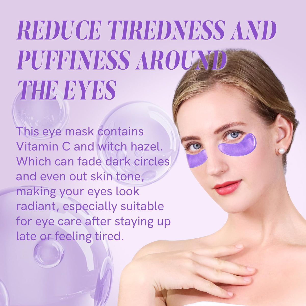 PEAUAMIE Under Eye Patches (30 Pairs) – Brightening Vitamin C & Soothing Witch Hazel Eye Mask for Dark Circles & Puffiness