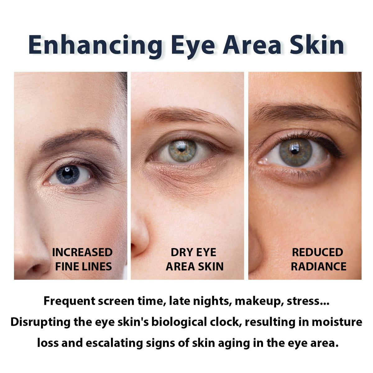 DEBAIY 3% Caffeine Eye Cream for Dark Circles & Puffiness – Anti-Aging Under Eye Treatment for Bags, Night Repair Eye Cream (3 Pack)
