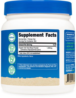 Nutricost Organic Irish Moss Powder (1 LB) - Gluten Free, Non-GMO, Vegetarian Friendly NutricostBuy Supplements Australia