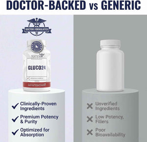 Gluco24 - Supplements with Berberine, Ceylon Cinnamon - Bitter Melon, Vegan, Non GMO. 30 Days Supply. 60 Capsules