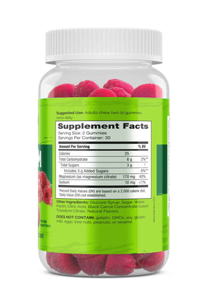 NATURELO Magnesium Citrate Gummies - for Calm & Relaxation Support, Natural Berry Magnesium Gummies, 60 Vegetarian Gummies