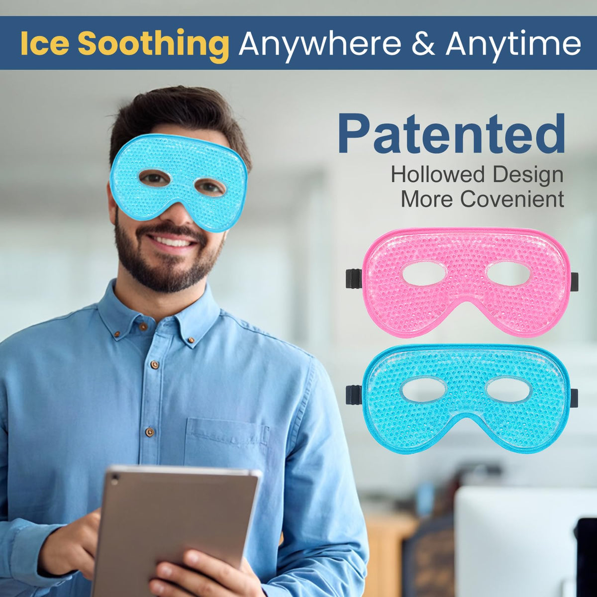 BeeVines XL Jumbo Gel Eye Mask - 2 Pack Cooling & Warming Relief