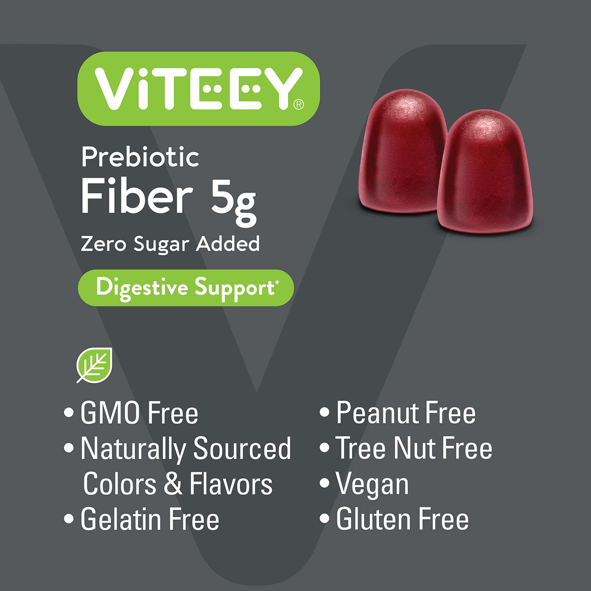 Viteey Prebiotic Fiber Gummies for Adults, 5g