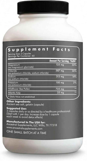 Ancestral Supplements Minerals & Electrolytes Capsules, 180 Ct - A trace mineral supplement with magnesium, potassium & sodium supports hydration, immune health and performance.