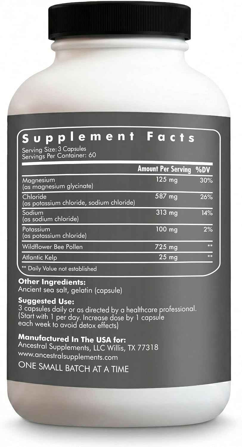 Ancestral Supplements Minerals & Electrolytes Capsules, 180 Ct - A trace mineral supplement with magnesium, potassium & sodium supports hydration, immune health and performance.