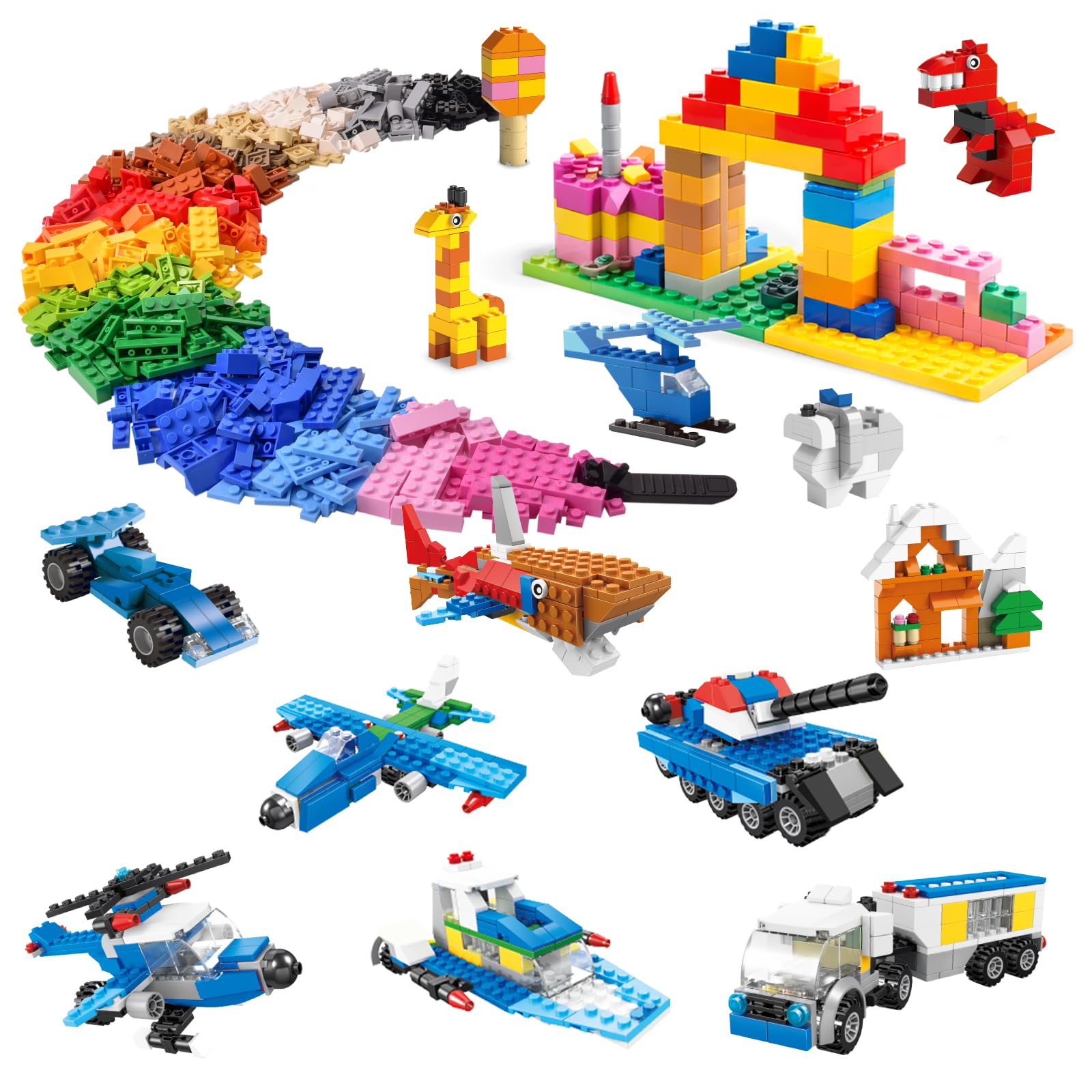 FUN LITTLE TOYS 1100 PCS Building Blocks for Kids 6-12, STEM Learning Bulk Bricks Set, 147 Shapes 17 Colors, Compatible with All Major Brands, Creative Educational Toy Gift