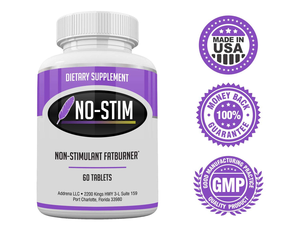 No-Stim Non Stimulant Fat Burner Diet Pills that Work- Appetite Suppressant & Best Caffeine Free Weight Loss Supplement- Natural Thermogenic Fat Loss Pill- 60 Tablets