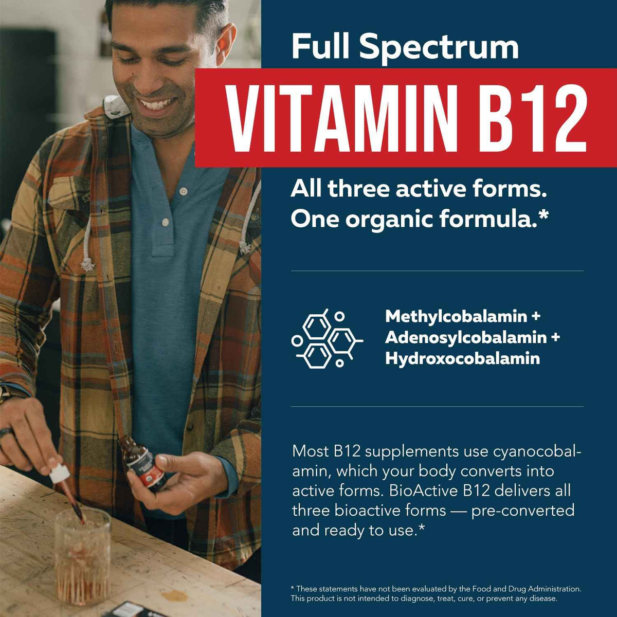 BioActive Vitamin B12 - 5000 mcg, Contains 3 BioActive Forms Methylfolate Cofactor - Methyl B12, Adenosyl B12 & Hydroxy B12 - Supports Energy, Metabolism & Mood - Vegan, Non-GMO (60 Servings)