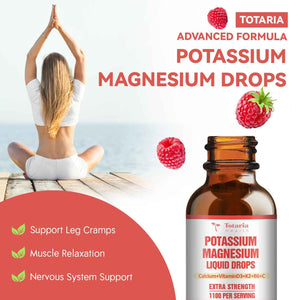 Potassium Magnesium Supplement Liquid Drops - High Absorption Potassium Supplement with Magnesium, Calcium, Vitamin D3 K2, Vegan, Non-GMO Potasio Support Leg Cramps, Bone, Muscle - 2 Fl oz