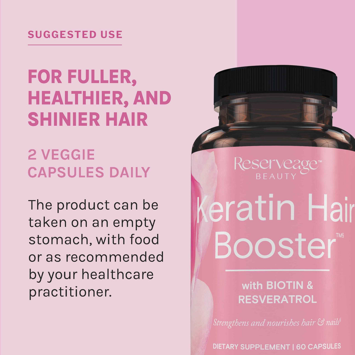 Reserveage Ultra Collagen Booster & Keratin Hair Booster - Features Dermaval, Biotin & Resveratrol - Support Hair & Skin - 60 Ultra Collagen Capsules, 60 Keratin Capsules