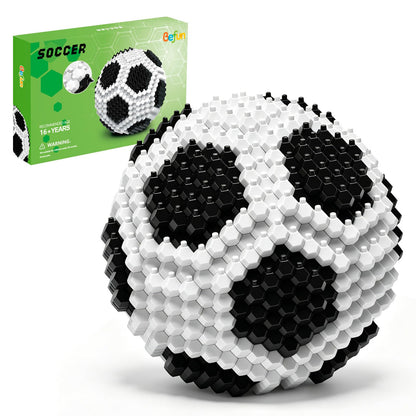 Befun Soccer Building Blocks Set, 437 Pieces Challenging STEM Building Kit for Adults & Teens 14 15 16, 3D Mini Soccer Model Educational Toy, Stress Relief Desk Decoration for Home & Office