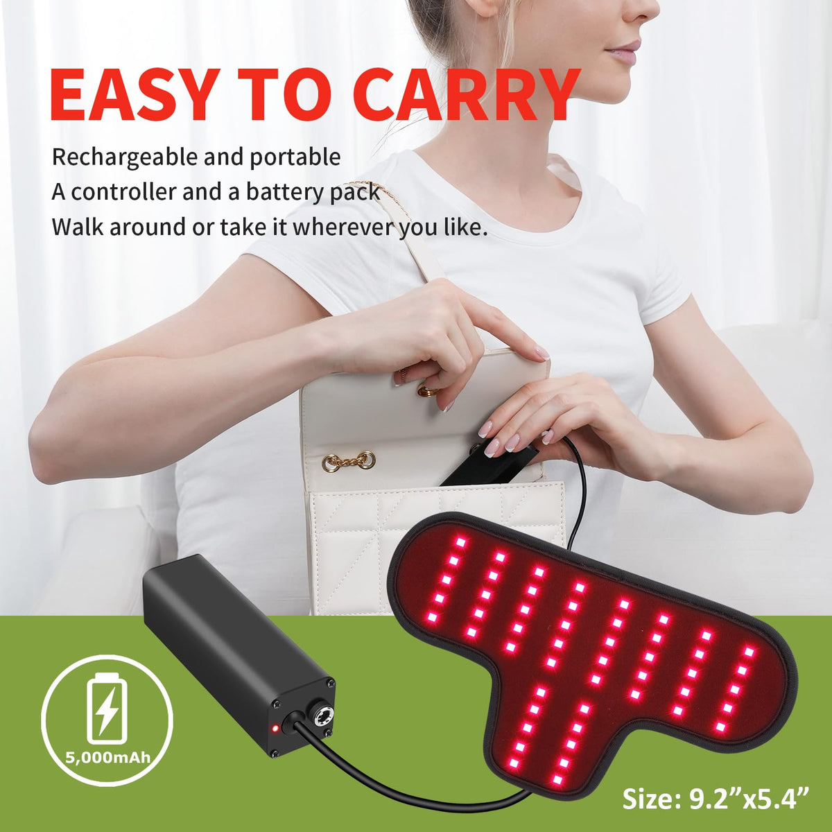 Rechargeable Red Light Therapy Neck Shoulder, Infrared Light Therapy for Body Pain Relief, Portable Red Light