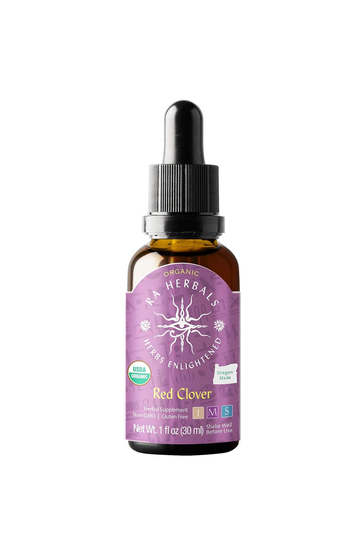 Ra Herbals Organic Red Clover Liquid Extract - Menopause Support - 1 fl oz