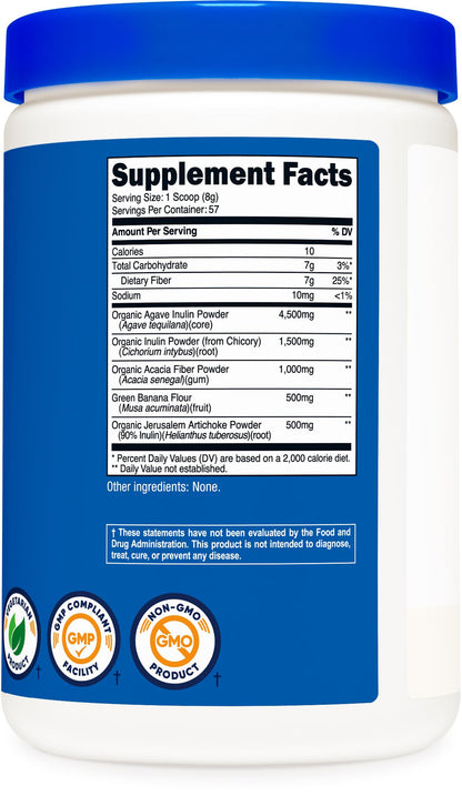 Nutricost Prebiotic Fiber Unflavored (1 Pound) - Vegan, Gluten-Free, GMO-Free