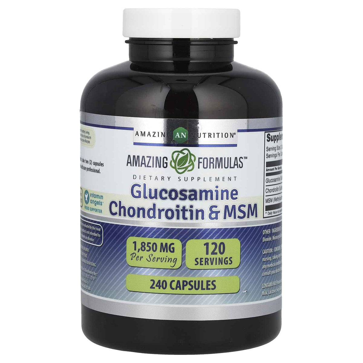 Amazing Formulas Glucosamine Chondroitin & MSM Supplement - 1850 Mg per Serving - 240 Capsules - Non-GMO - Gluten-Free - Made in USA