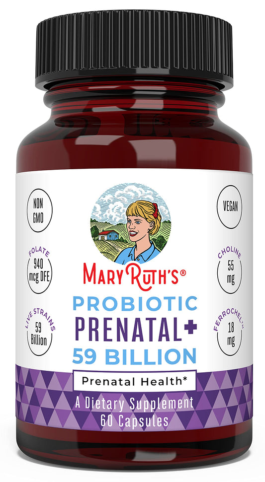 MaryRuth's Prenatal Vitamins and Probiotics | 59 Billion CFU | Vitamin D3 | B12 | Iron | Folate | Selenium