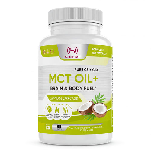 Slim Heat MCT Oil Capsules 2000mg - Pure C8 C10 Caprylic & Capric Acid Softgels, No Lauric Acid, Keto Coconut Fats Supplement for Energy Support, 60 Count (30-Day Supply)