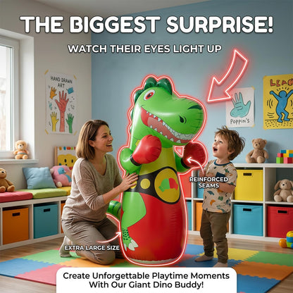 Inflatable Dinosaur Punching Bag for Kids with LED Light and Remote Control