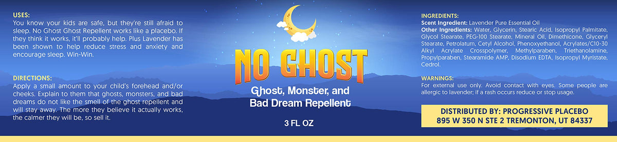 No Ghost Repellent Cream - Children's Sleep Aid - Monster Spray Alternative - Placebo Lotion with Calming Lavender - Helps Kids Feel Safe at Bedtime