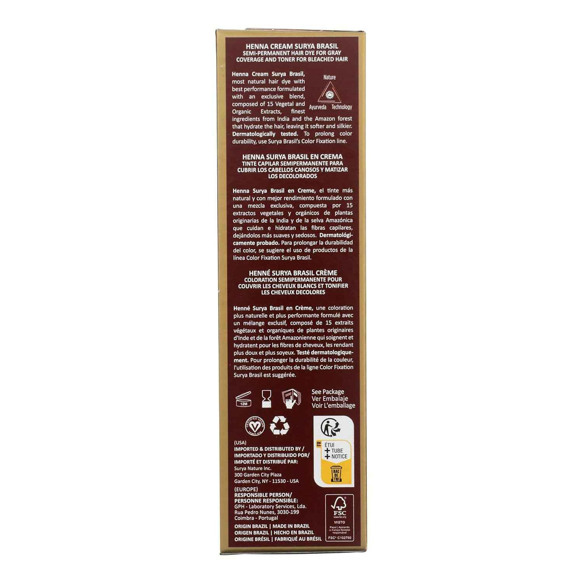 Surya Brasil Products Henna Cream, Mahogany, 2.37 Fluid Ounce