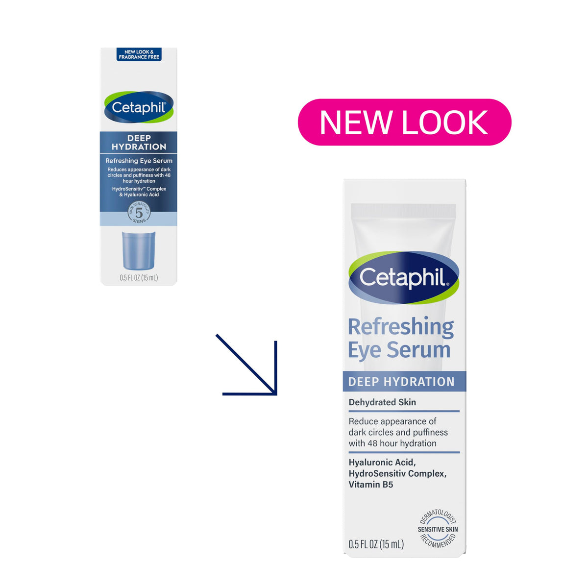 CETAPHIL Deep Hydration Refreshing Eye Serum (0.5 fl oz) - 48-Hour Hydrating Under Eye Cream with Hyaluronic Acid & Vitamin E