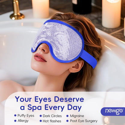 NEWGO Cooling Eye Mask – Cold Ice Pack for Puffy Eyes, Dark Circles, Headache & Stress Relief (Navy Blue)