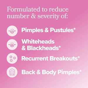 FLO Acne Supplement for Clearer Skin with Zinc & Vitamin E - 30-Day Supply
