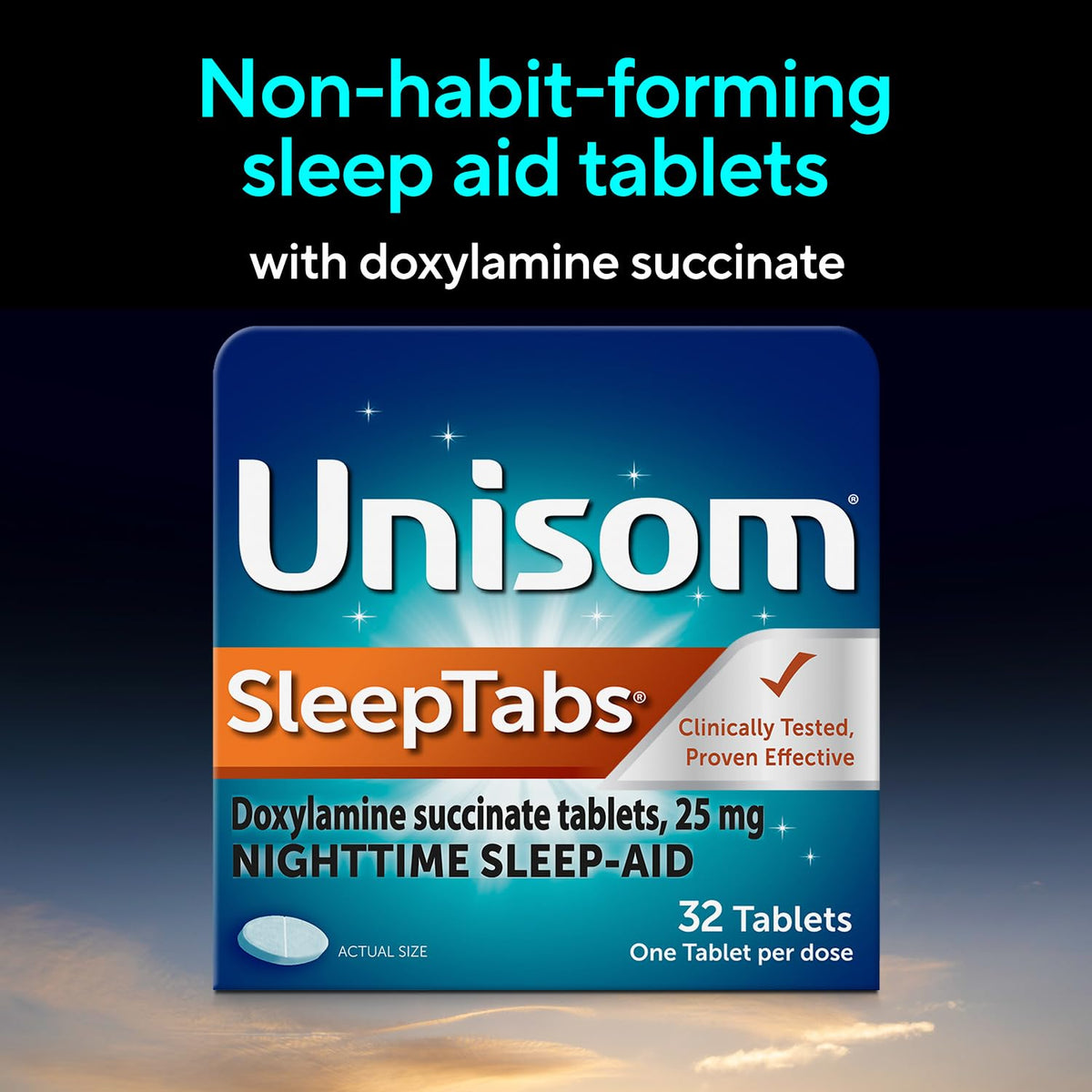 Unisom SleepTabs, Nighttime Sleep-aid, Doxylamine Succinate, 32 Tablets